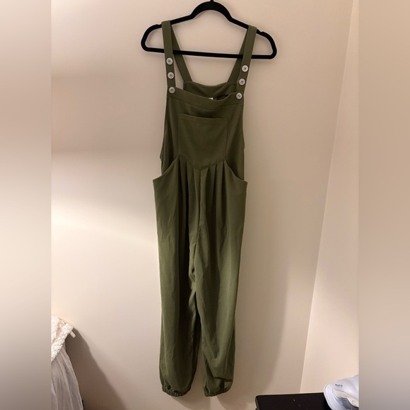 NWT Halara Casual Joggers Overalls Olive Green Waffle Athleisure Jumpsuit Sz L - Picture 6 of 11